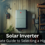 Close-up of a solar inverter installed inside a garage