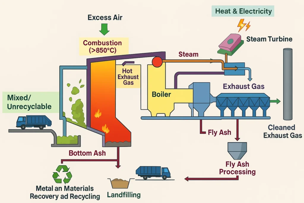 Waste to Energy Incinerator Plant Diagram.