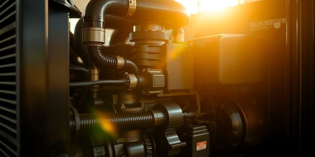 Close-up of a diesel generator highlighting its efficient design.
