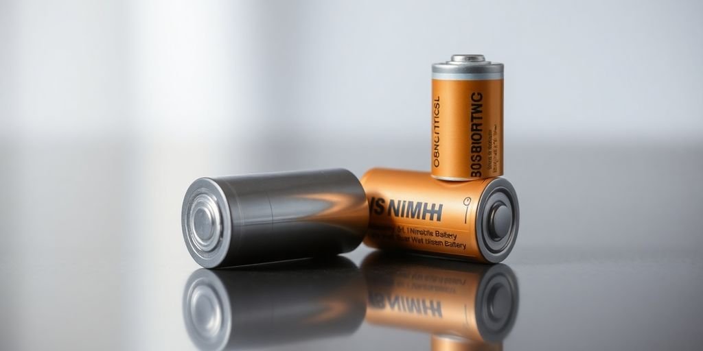 Lithium vs NiMH: Lithium-ion and NiMH batteries side by side.