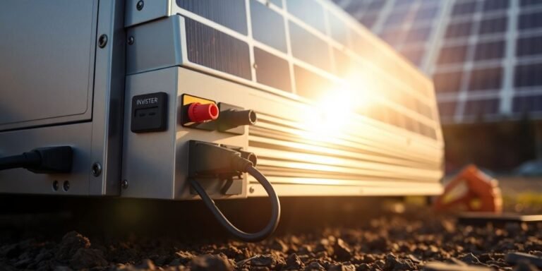 Solar inverter with wires and sunlight