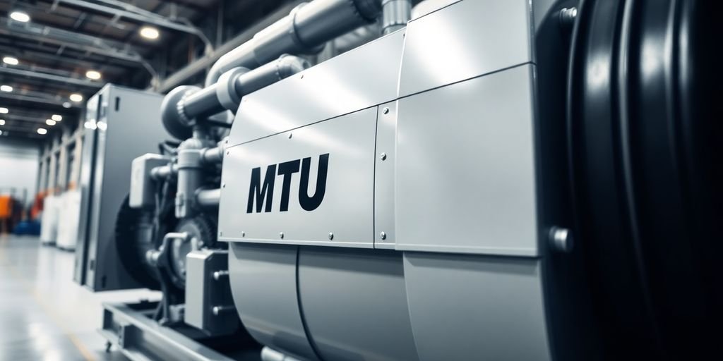 Powerful MTU diesel generator in factory.