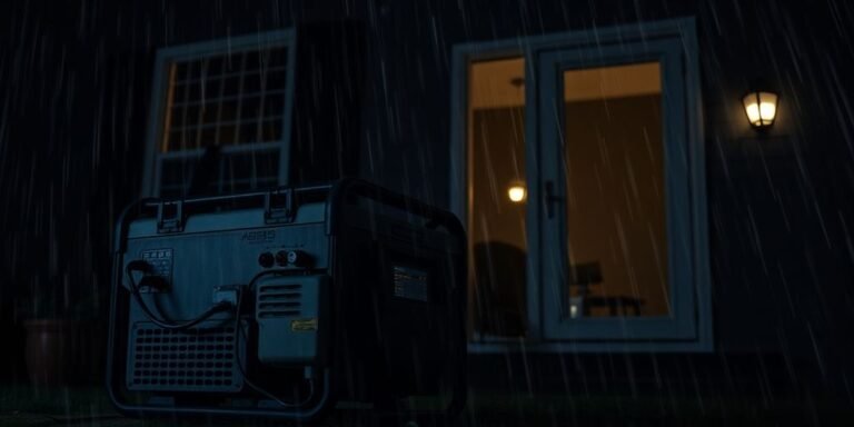 A home generator running during a power outage.