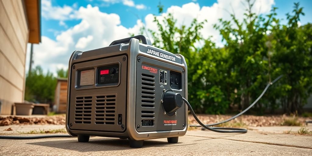 Japanese generators at work, powering a home.