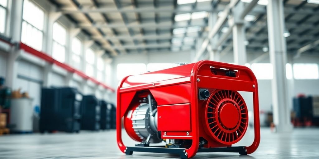 A Chinese generator. Bright. Clean. New. Focused. Indoors.