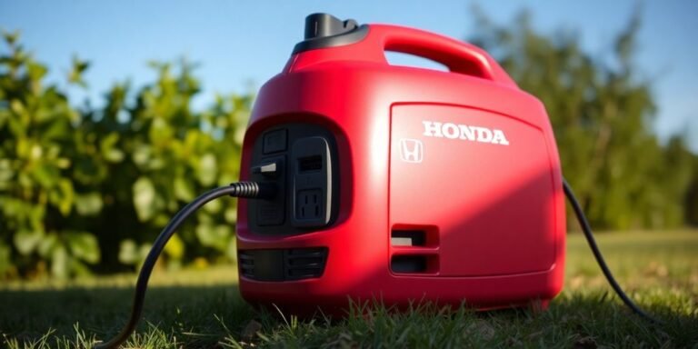 Honda EU2200i generator outdoors, portable power.