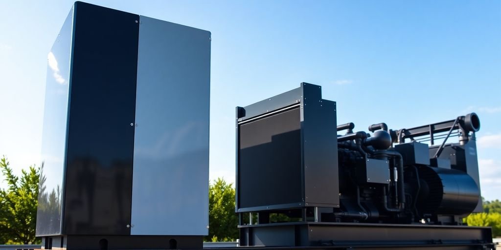 Green hydrogen and diesel generators side-by-side.