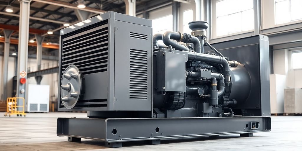 Large industrial diesel generator.
