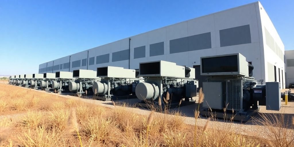 Diesel generators at a data center.