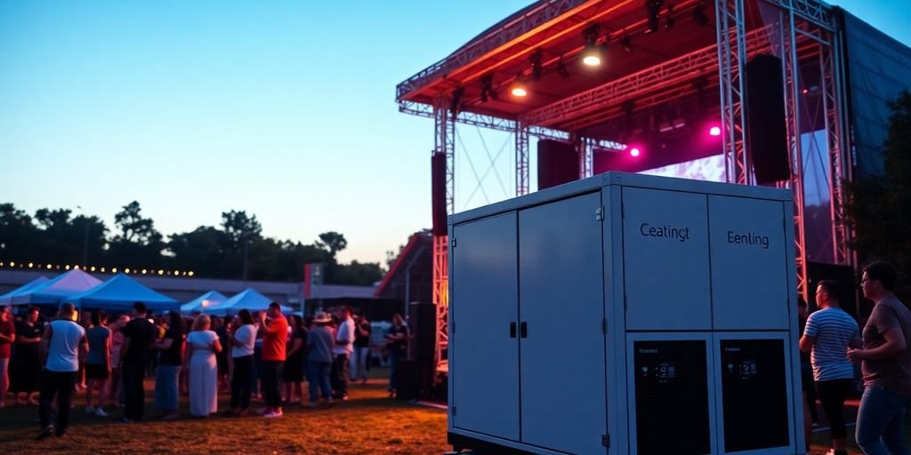 Mobile microgrid powering outdoor concert. Not a "Diesel Generators"
