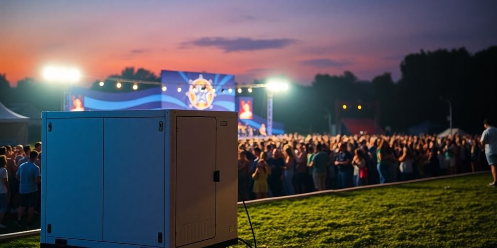 Mobile microgrid powering outdoor concert. Not a "Diesel Generators"