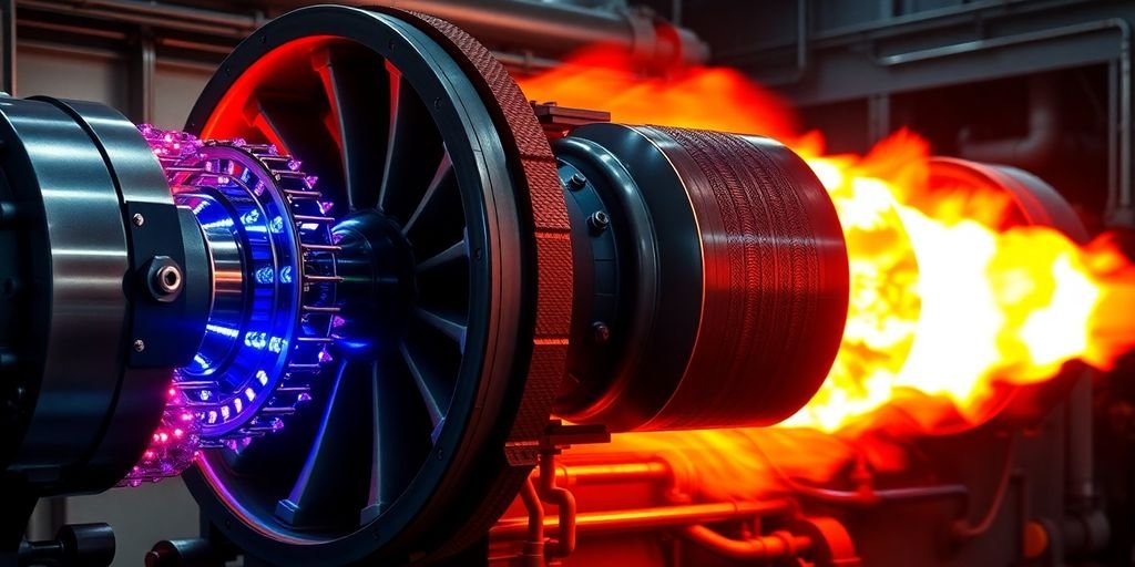 Gas turbine generator with hot exhaust.