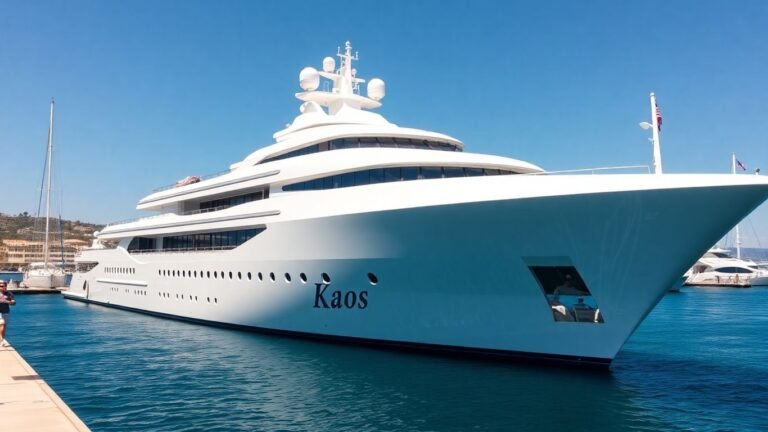 Walmart heiress's $300 million superyacht Kaos docked in Spain.