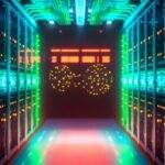 Digital energy flowing through futuristic circuits