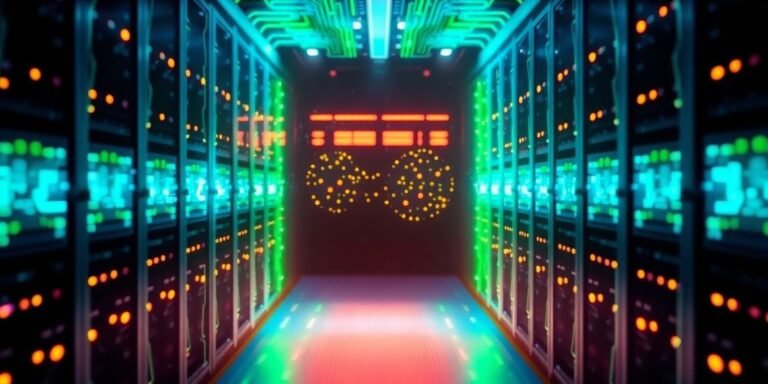 Digital energy flowing through futuristic circuits