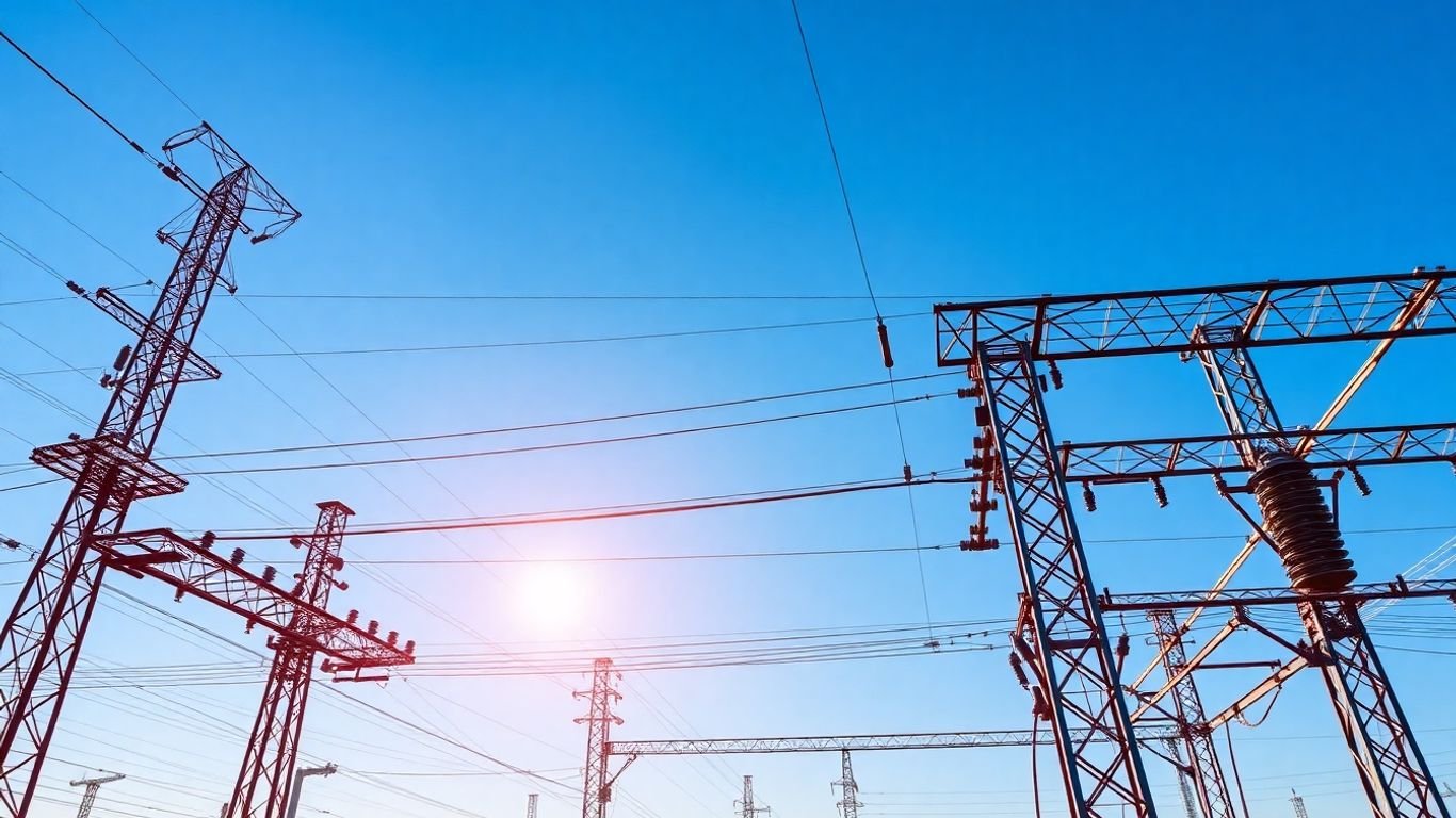 Electrical substation with pylons and cables