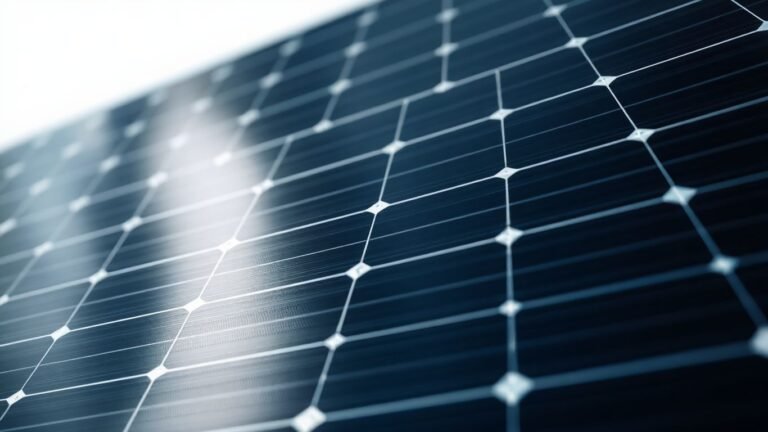 Back of a solar panel with intricate metallic patterns.