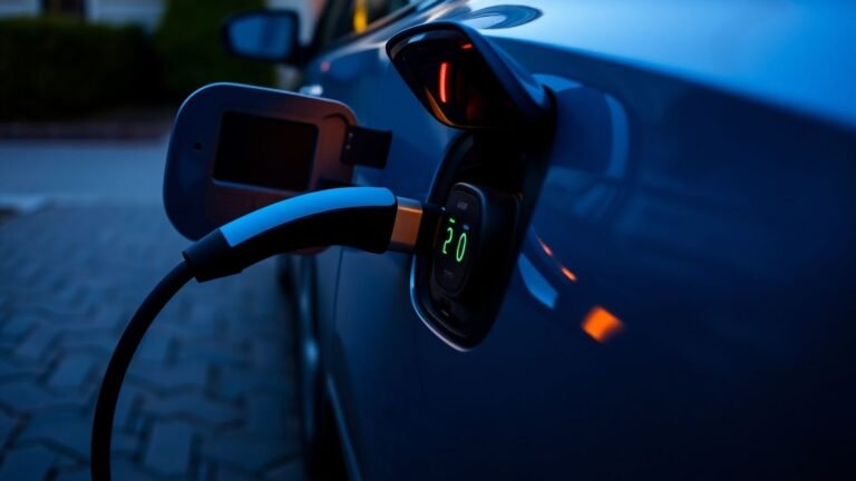 Home EV charger connected to an electric car.