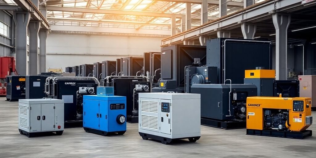 Various sizes of diesel generators.