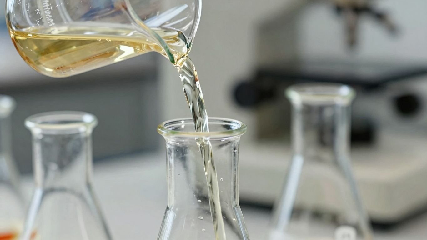 Plastic transformed into golden fuel in a laboratory.