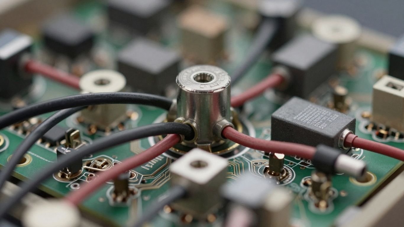 Close-up of microgrid components and wiring.