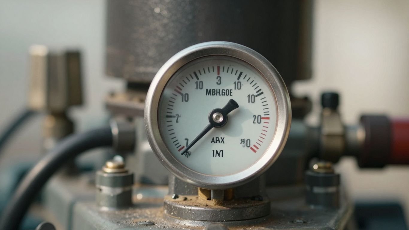 Generator fuel tank with a visible fuel gauge.