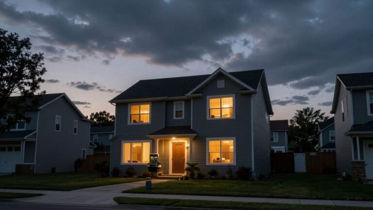 House powered by a microgrid during a blackout.