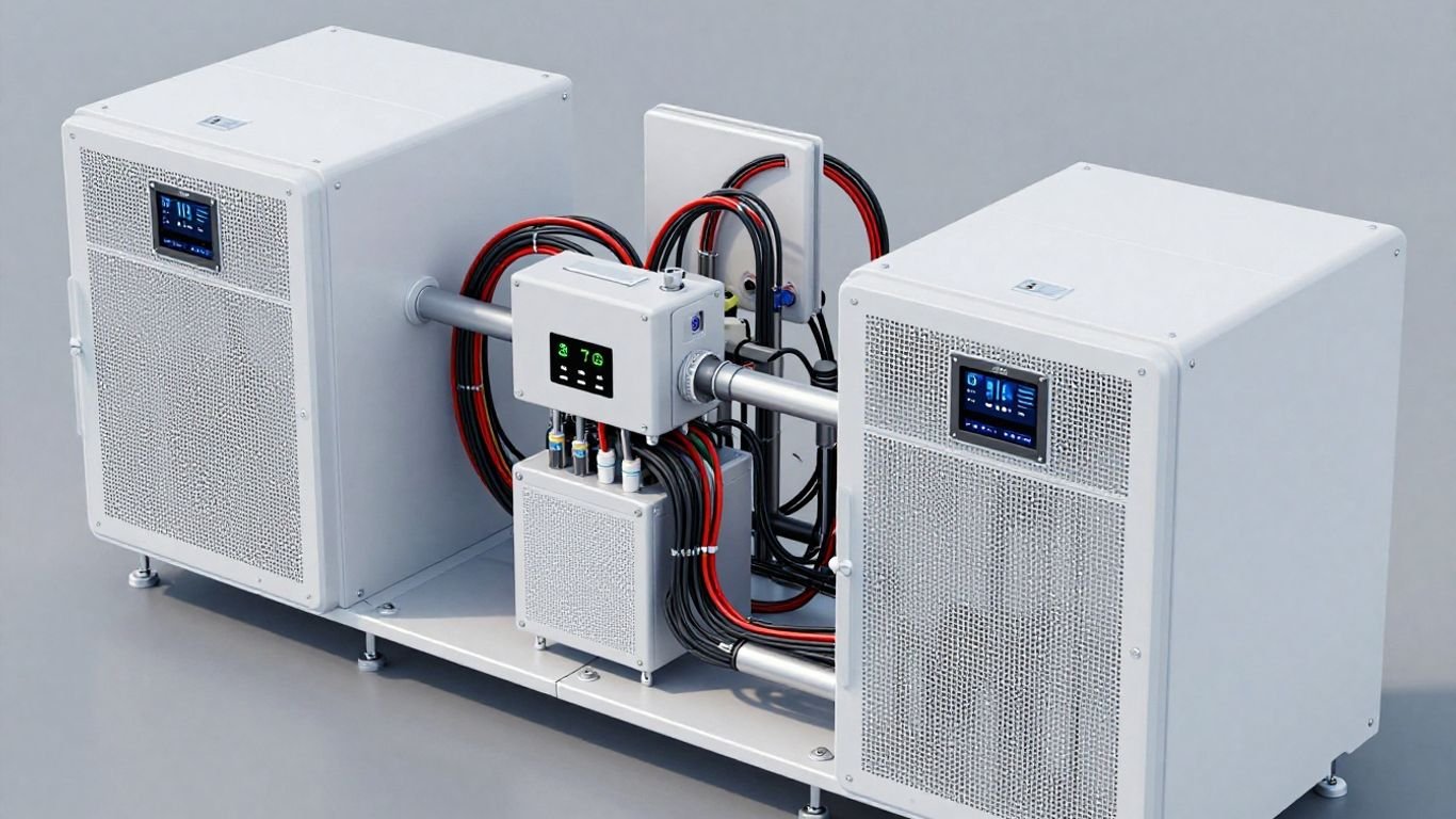 Business microgrid system with clean equipment and wiring.