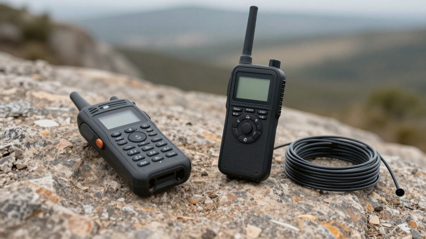 Satellite phone and ham radio for outdoor communication.