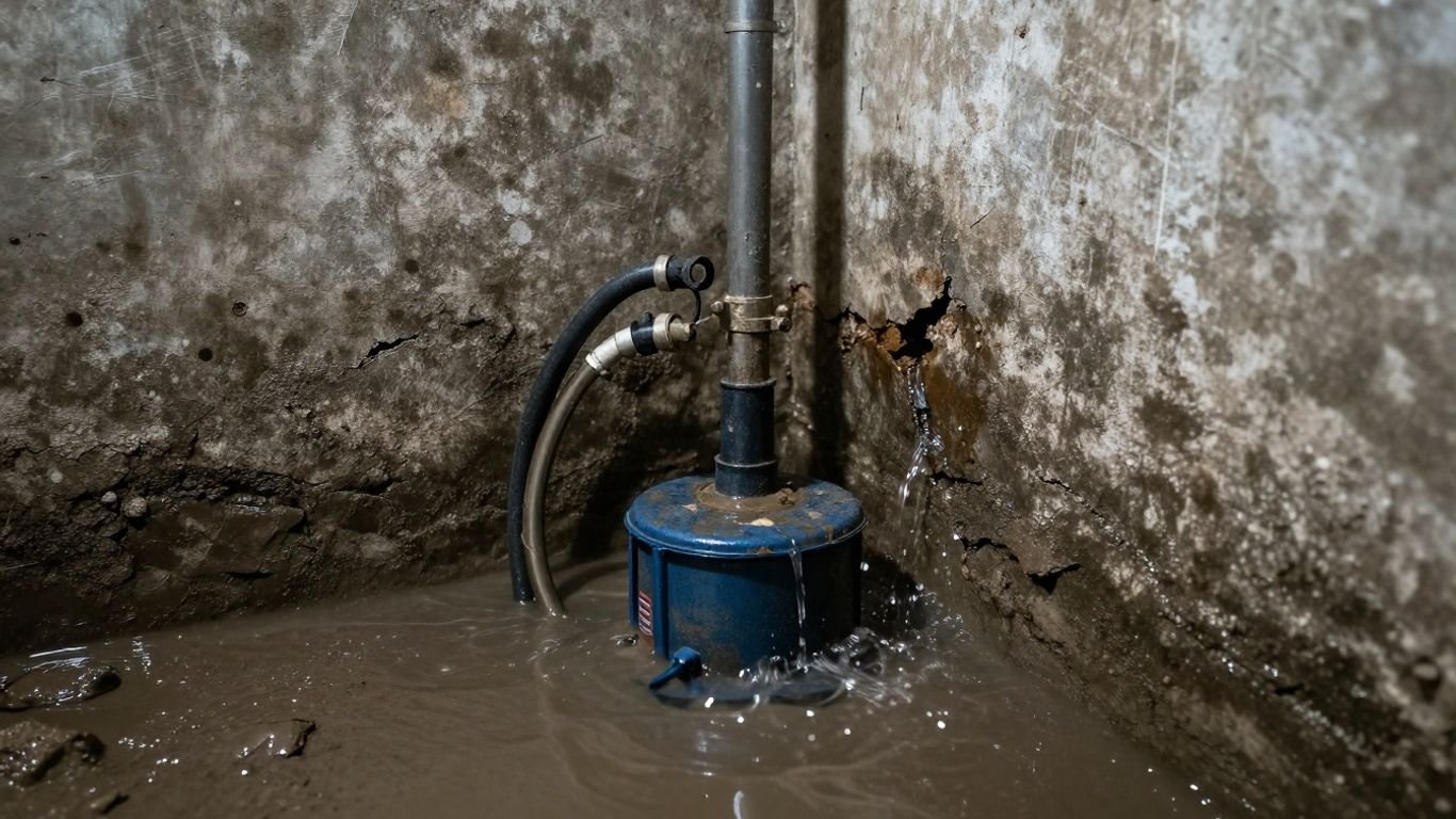Flooded basement with a sump pump